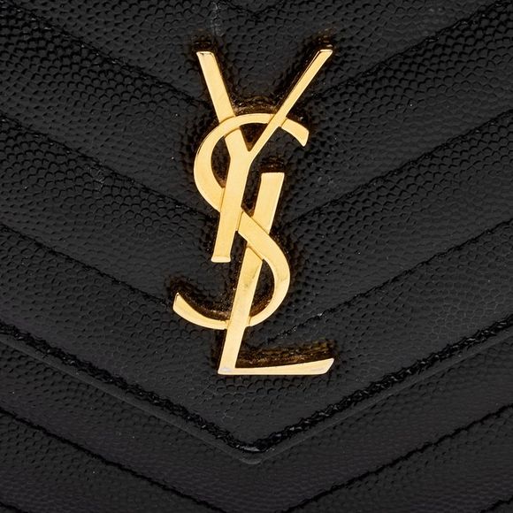 Saint Laurent Matelasse Grain de Poudre Monogram Envelope Chain Wallet - Picture 9 of 14